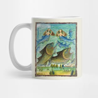 Weird medieval illustration of apocalyptic flood with mermaids Mug